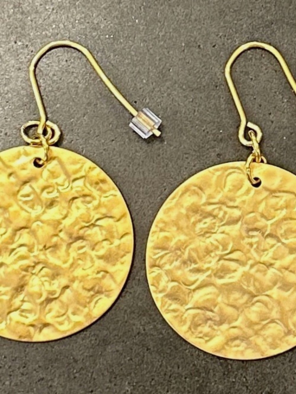 Women’s Gold Tone Round Hammered Disk Hook Back Earrings NEW!!